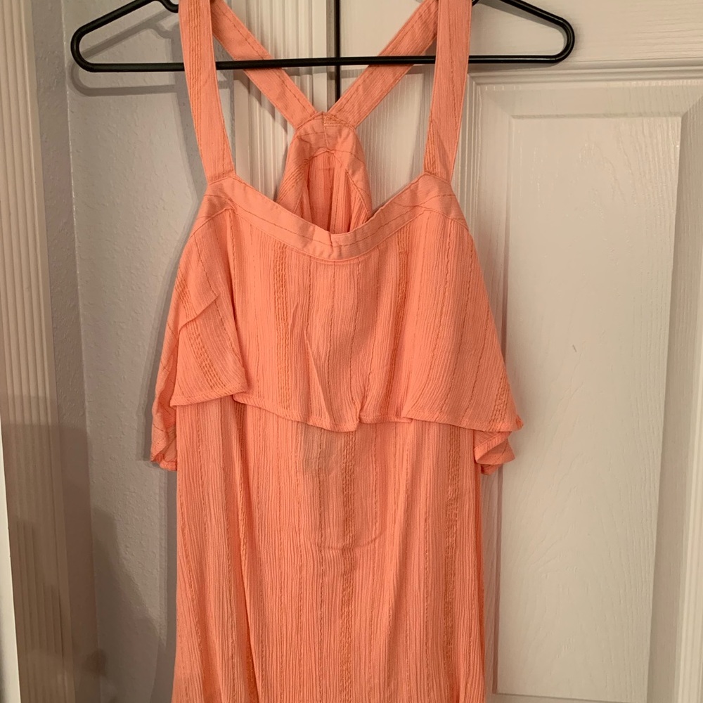 light orange ruffle tank top